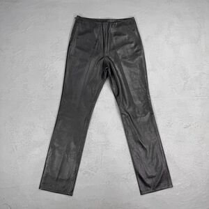 Vintage Lucky Leather Black Leather Straight Leg Pants Women's 8